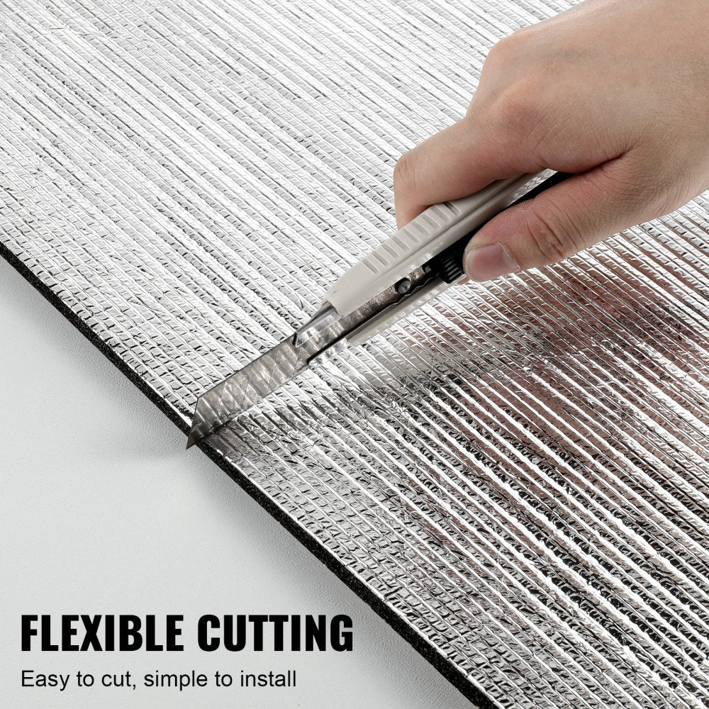 VEVOR Reflective Insulation Roll, XPE Foam Core Radiant Barrier, 10.3 mm 40 in x 5 ft, Aluminum Foil Foam Core Heat Reflective Shield, Thermal Insulation Roll for Garage Door Window RV Roof