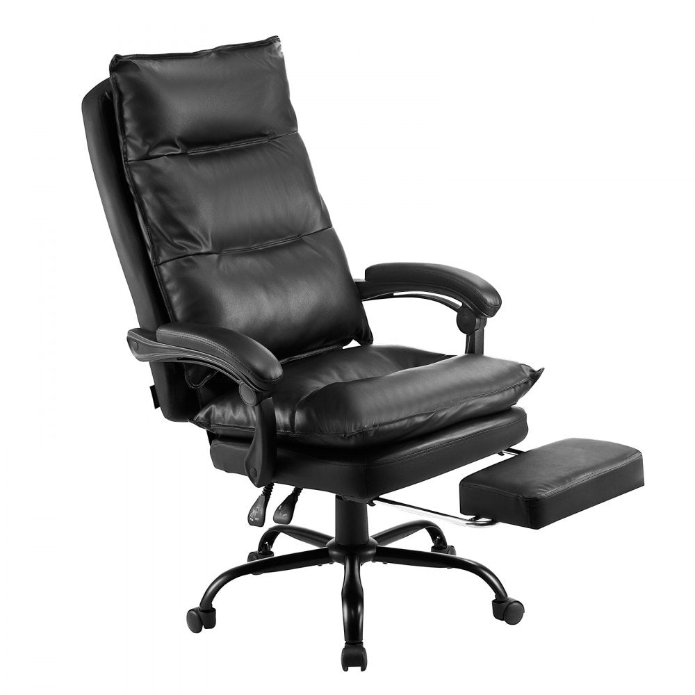 VEVOR Executive Office Chair with Footrest, 400lb Capacity Office Chair with Lumbar Pillow, Heavy Duty Ergonomic Chair, Height Adjustable PU Leather Reclining Home Office Desk Chairs