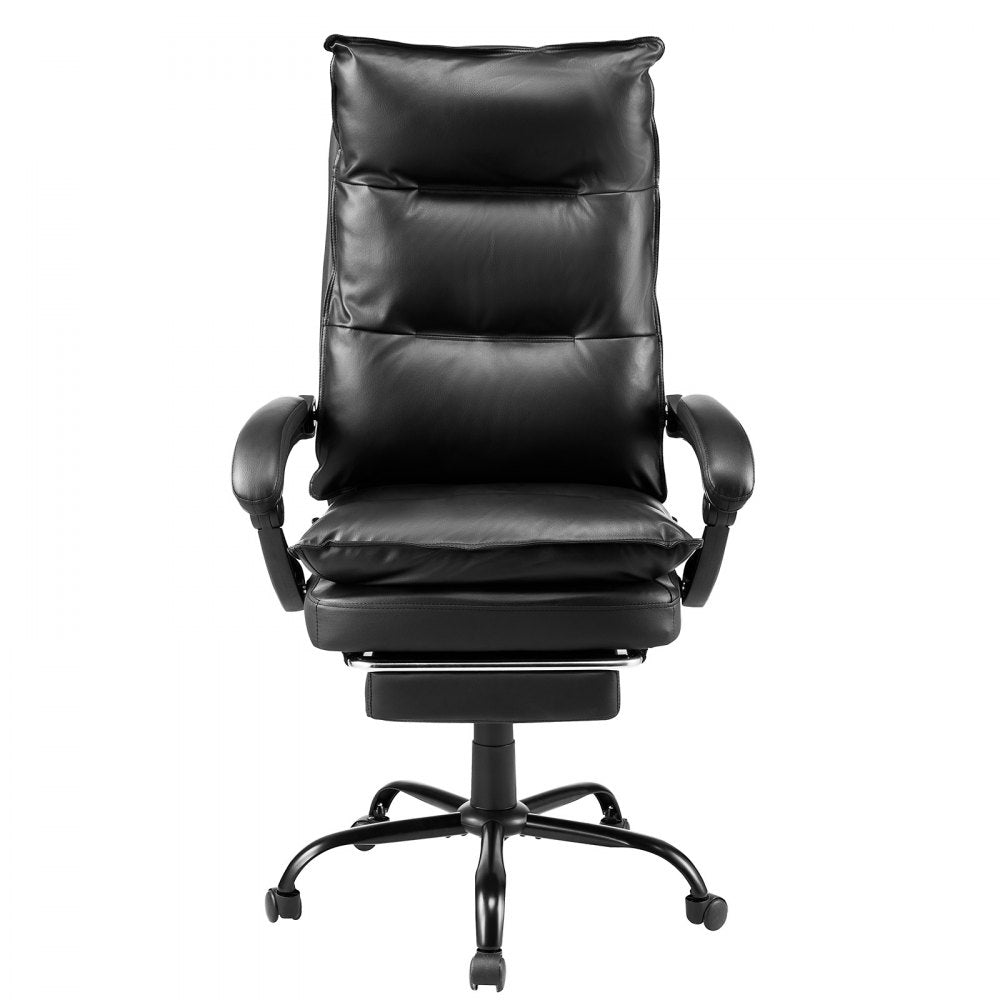 VEVOR Executive Office Chair with Footrest, 400lb Capacity Office Chair with Lumbar Pillow, Heavy Duty Ergonomic Chair, Height Adjustable PU Leather Reclining Home Office Desk Chairs
