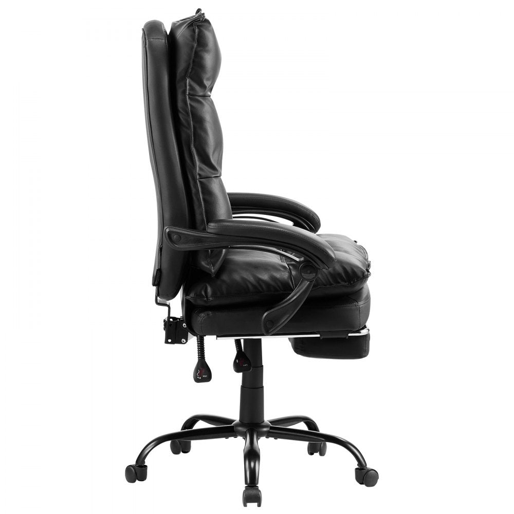 VEVOR Executive Office Chair with Footrest, 400lb Capacity Office Chair with Lumbar Pillow, Heavy Duty Ergonomic Chair, Height Adjustable PU Leather Reclining Home Office Desk Chairs