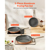 VEVOR Frying Pan Skillet, Aluminum Egg Fry Pans, 3 Piece (8, 10, 12 in), Nonsitck Ceramic Heavy-Duty Skillets with Heat-Resistant Handle, Chef's Cookware, for Oven, Gas, Electric, Induction, Grey