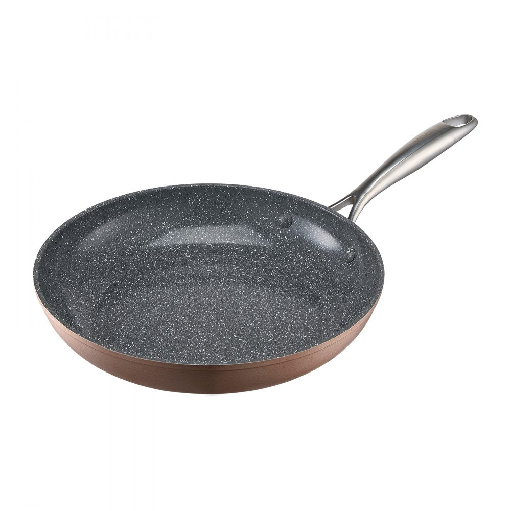 VEVOR Frying Pan Skillet, Aluminum Egg Fry Pans, 3 Piece (8, 10, 12 in), Nonsitck Ceramic Heavy-Duty Skillets with Heat-Resistant Handle, Chef's Cookware, for Oven, Gas, Electric, Induction, Grey