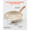 VEVOR Frying Pan Skillet, Aluminum Egg Fry Pans, 3 Piece (8, 9.5, 11 in), Nonsitck Ceramic Heavy-Duty Skillets with Heat-Resistant Handle, Chef's Kitchen Cookware for Gas, Electric, Induction, Beige