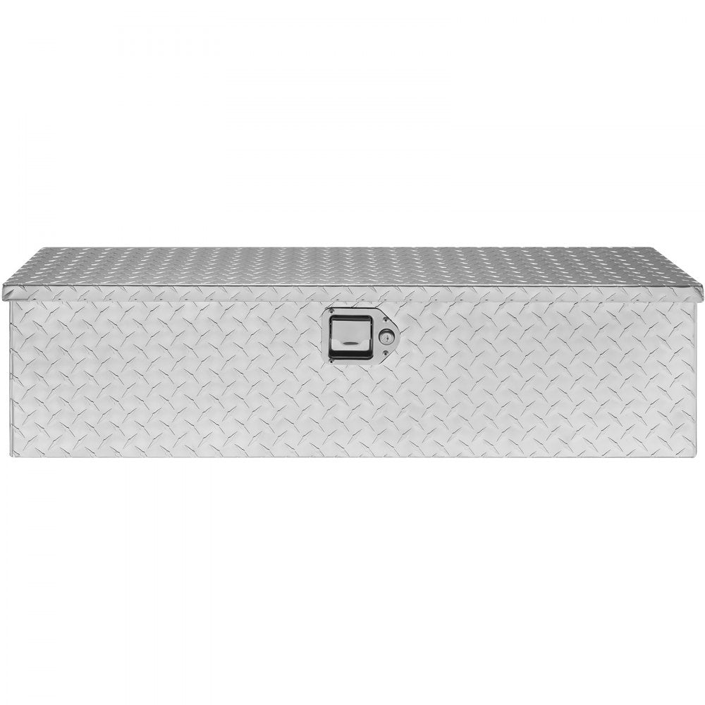 VEVOR Heavy Duty Aluminum Truck Bed Tool Box, Diamond Plate Tool Box with Side Handle and Lock Keys, Storage Tool Box Chest Box Organizer for Pickup, Truck Bed, RV, Trailer, 39"x13"x10", Silver