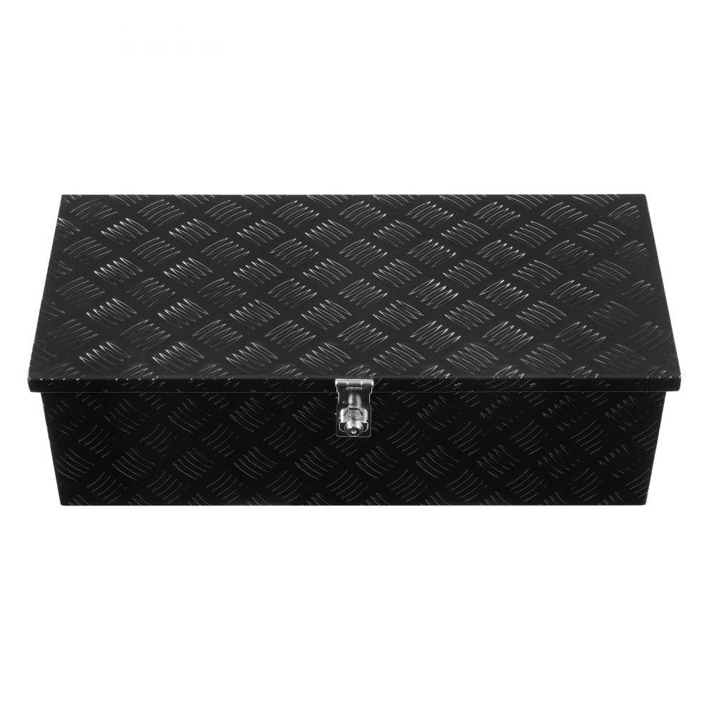 VEVOR Heavy Duty Aluminum Truck Bed Tool Box, Stripes Plated Tool Box with Side Handle and Lock Keys, Storage Toolbox Chest Organizer for Trailer, Pickup, Truck Bed, RV, 30"x13"x9.6", Black