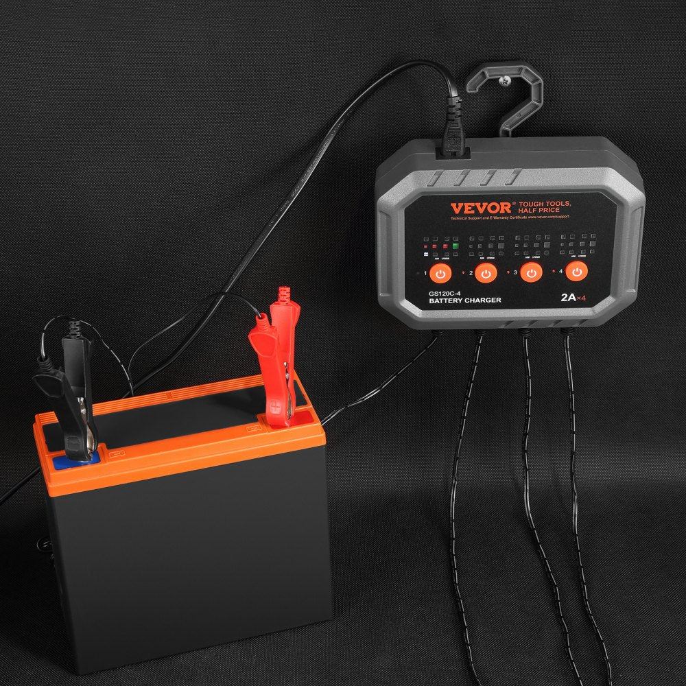 VEVOR Smart Battery Charger, 8-Amp, LiFePO4 Lead-Acid (AGM / Gel / SLA) Car Battery Charger, Fully-Automatic Charger Maintainer for Boat Motorcycle Lawn Mower Golf Cart Marine Deep Cycle