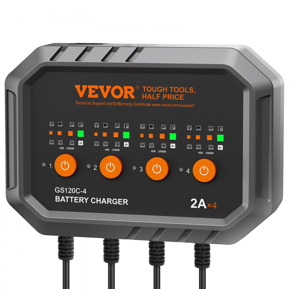 VEVOR Smart Battery Charger, 8-Amp, LiFePO4 Lead-Acid (AGM / Gel / SLA) Car Battery Charger, Fully-Automatic Charger Maintainer for Boat Motorcycle Lawn Mower Golf Cart Marine Deep Cycle