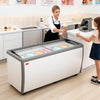 VEVOR Commercial Ice Cream Display Case, 20 Cu.ft Chest Freezer, Restaurant Gelato Dipping Cabinet Top Deep Freezer with Locking Casters, Sliding Glass Door, LED Lighting, Hold 12 Ice Cream Tubs