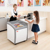 VEVOR Commercial Ice Cream Display Case, 5.4 Cu.ft Chest Freezer, -19 to 3℉ Temp Adjustable Mobile Top Deep Freezer with 2 Wire Baskets, 2 Sliding Glass Doors, Locking Casters & LED Strip Lighting