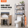 VEVOR Over the Toilet Storage, 3-Tier Adjustable Over Toilet Bathroom Organizer, Bamboo Storage Shelf Rack with 3 Hooks, Freestanding Easy Assembly Laundry Space Saver, Fit Most Toilets, Gray