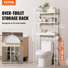 VEVOR Over the Toilet Storage, 3-Tier Adjustable Over Toilet Bathroom Organizer, Bamboo Storage Shelf Rack with 3 Hooks, Freestanding Easy Assembly Laundry Space Saver, Fit Most Toilets, White