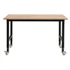 VEVOR Adjustable Workbench on Wheels, 1500 lbs Capacity, 48 x 24 Inch Oak Wood Top Workbench with 28.5-42.3 Inch Height Adjustment, Heavy-Duty Hardwood Worktable for Garage, Workshop, Home, Office
