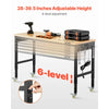 VEVOR 60-Inch Adjustable Workbench, 2000 lbs Load, Work Bench with Power Outlet, Wheels, and Pegboard, Heavy Duty Oak Wood Top Work Table for Garage, Workshop, Office, and Home