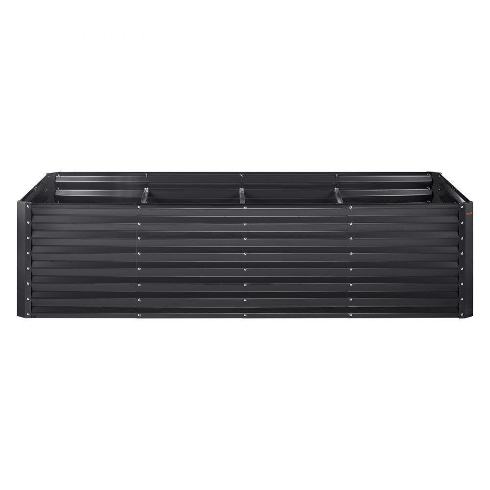 VEVOR Raised Garden Bed, 8 x 4 x 2 ft Galvanized Metal Planter Box, Outdoor Planting Boxes with Open Base, for Growing Flowers/Vegetables/Herbs in Backyard/Garden/Patio/Balcony, Dark Gray