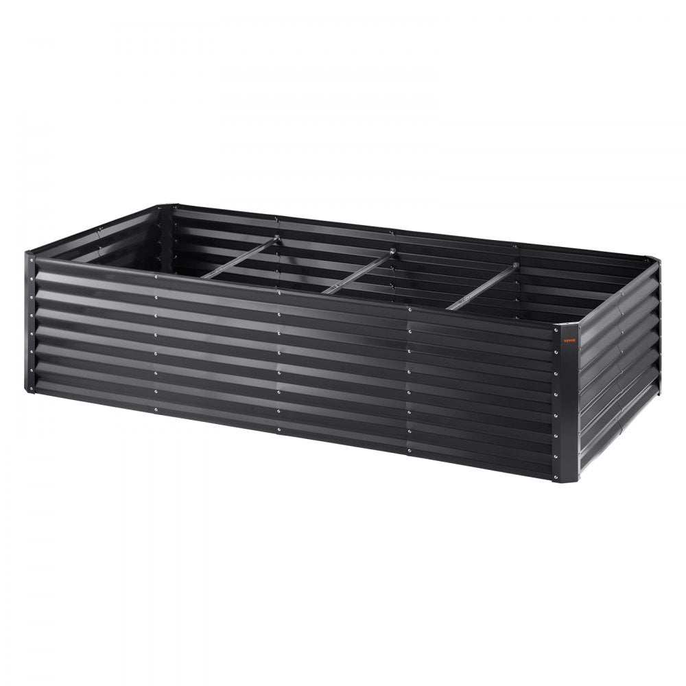 VEVOR Raised Garden Bed, 8 x 4 x 2 ft Galvanized Metal Planter Box, Outdoor Planting Boxes with Open Base, for Growing Flowers/Vegetables/Herbs in Backyard/Garden/Patio/Balcony, Dark Gray