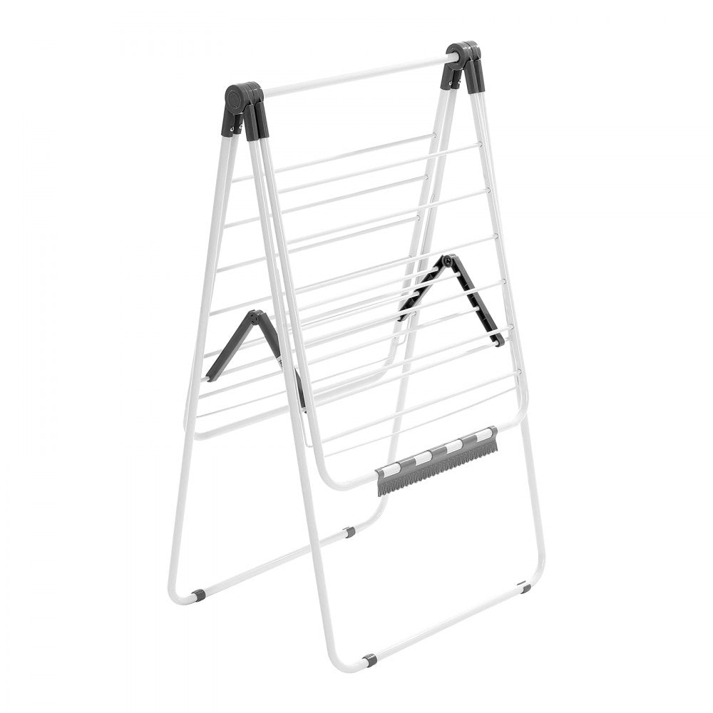 VEVOR Clothes Drying Rack, 2-Tier Foldable Laundry Dryer Rack with Sock Clips & 21 Drying Rods, Metal Height Adjustable Drying Racks for Outdoor & Indoor, Free-Standing & Space-Saving Hanger, White