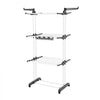 VEVOR Clothes Drying Rack, 4-Tier Foldable Laundry Dryer Rack, Metal Drying Racks with 24 Drying Rods, Free-Standing and Portable Hanger with 4 Castors and Two Side Wings for Outdoor & Indoor Use