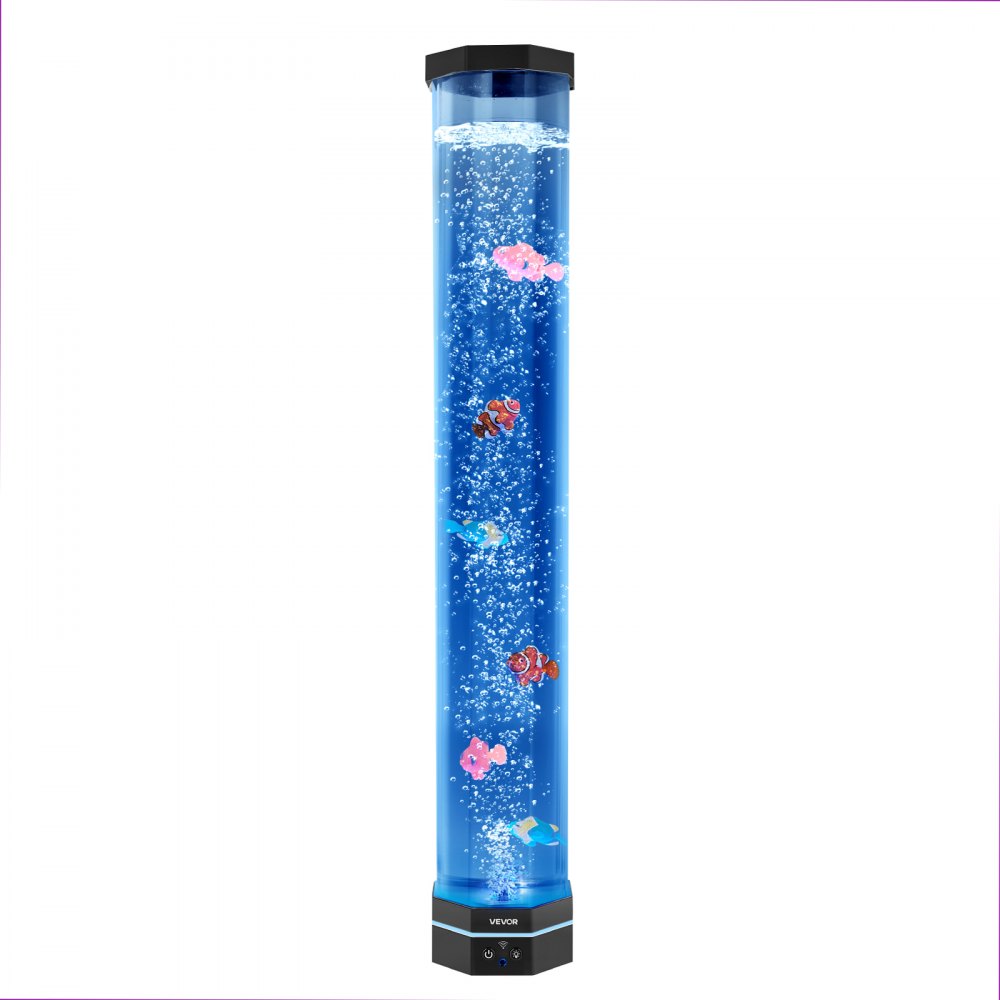 VEVOR Sensory Bubble Tube Lamp, 2.67 ft Bubble Fish Tube, Sensory Aquarium Lamp with 6 Floating Fish & 16 Color Effects, Remote Control, Stress Relief Calming Light for Bedroom Living Room Home Decor
