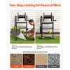 VEVOR Freestanding Garden Hose Reel, Holds 125 Feet of 5/8-inch Hose, Wall Mount or Ground Mount, Detachable Holder Stand with Storage Rack, 5 ft Leader Hose, Brass Fitting, 4 Spikes, for Backyards
