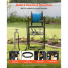 VEVOR Freestanding Garden Hose Reel, Holds 200 Feet of 5/8-inch Hose, Wall Mount or Ground Mount, Detachable Holder Stand with Storage Rack, 5 ft Leader Hose, Brass Fitting, 4 Spikes, for Backyards