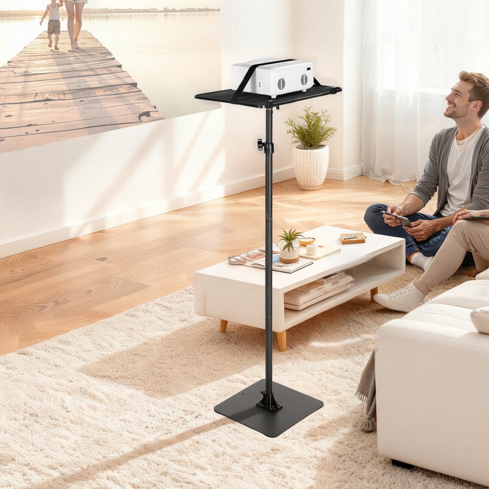 VEVOR Projector Stand, Projector Floor Stand with Adjustable Height 30.3 to 63.4 inch, 360° Horizontal Rotation Projectors Cart for Meetings, Outdoor Movies, Video Stand, Gimbal Mount or Tray Support