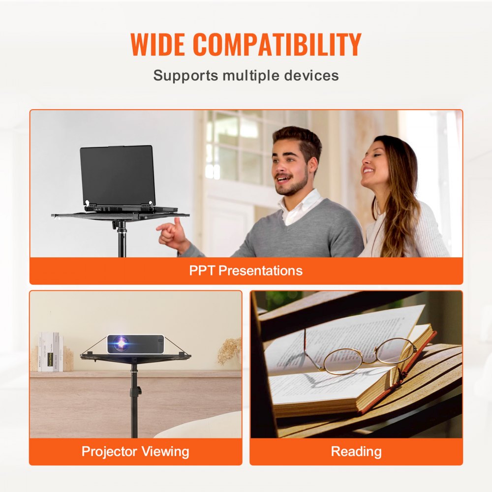 VEVOR Projector Stand, Projector Floor Stand Adjustable Height from 30.3 to 63.4 in, Projector Mount with Tray, Ideal for Outdoor Movies, Home, Office, Stage and Studio, Black