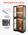 VEVOR display cabinet shelf supports up to 40 lbs, tempered glass, MDF frame