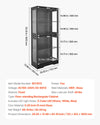 VEVOR WC1013 display cabinet detailed dimensions and key specs graphic