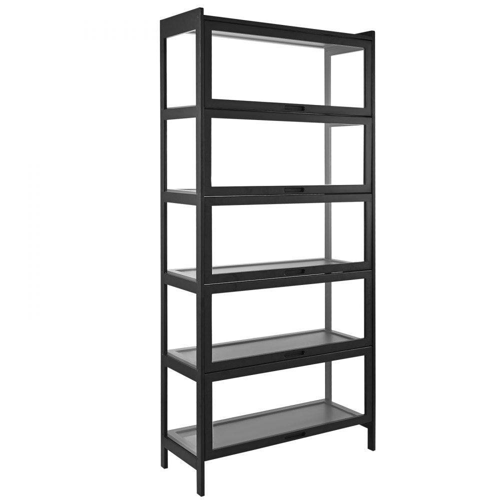 VEVOR Display Cabinet with Acrylic Doors, 68 in Tall 5-Tier Curio Cabinet, Natural Wooden Fame, Collectibles Toy Organizers Rack & Display Case, Bookshelf for Home, Office, Playroom, Living Room