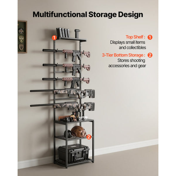 Vevor Gun Rack Floor Standing Rifle Shotgun Rack Stand with Storage Sh ...