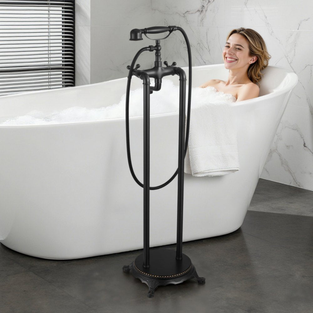 VEVOR Clawfoot Bathtub Faucet, Freestanding Tub Faucets with Handheld Shower, Vintage Oil-Rubbed Bronze Tub Filler Faucet Shower Kit with 360° Rotation Spout & 59-inch Long Hose for Bathtubs