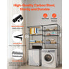 VEVOR Over Washer and Dryer Storage Shelves, 6 Tiers Laundry Room Drying Rack with Hanger Rod and Hooks, Two Rows Adjustable Washer Shelves Space Saver, for Laundry Room Storage & Organization, Black