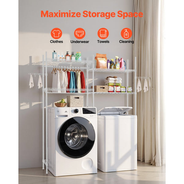 Vevor Storage Shelf Over Washer and Dryer 4-Tier White New – FactoryPure