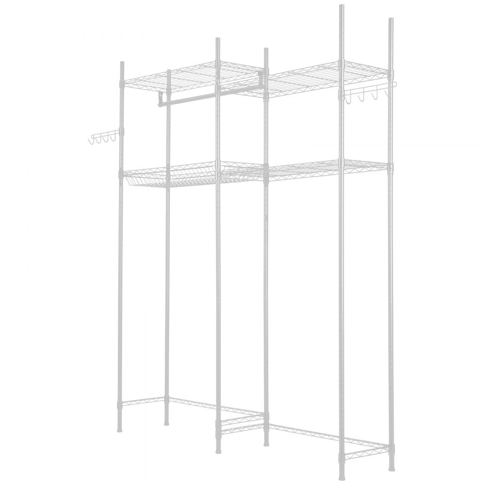 VEVOR Over Washer and Dryer Storage Shelves, 4 Tiers Laundry Room Drying Rack with Hanger Rod and Hooks, Two Rows Adjustable Washer Shelves Space Saver, for Laundry Room Storage & Organization, White