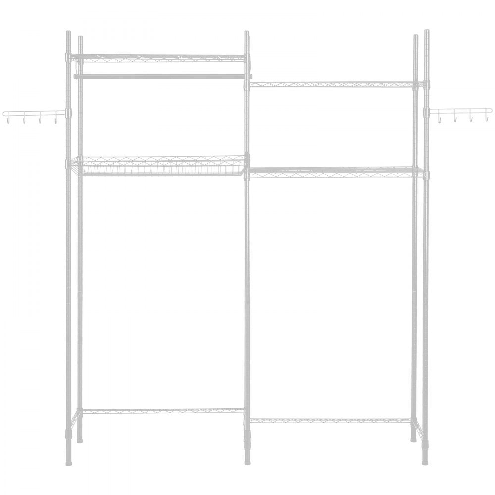 VEVOR Over Washer and Dryer Storage Shelves, 4 Tiers Laundry Room Drying Rack with Hanger Rod and Hooks, Two Rows Adjustable Washer Shelves Space Saver, for Laundry Room Storage & Organization, White