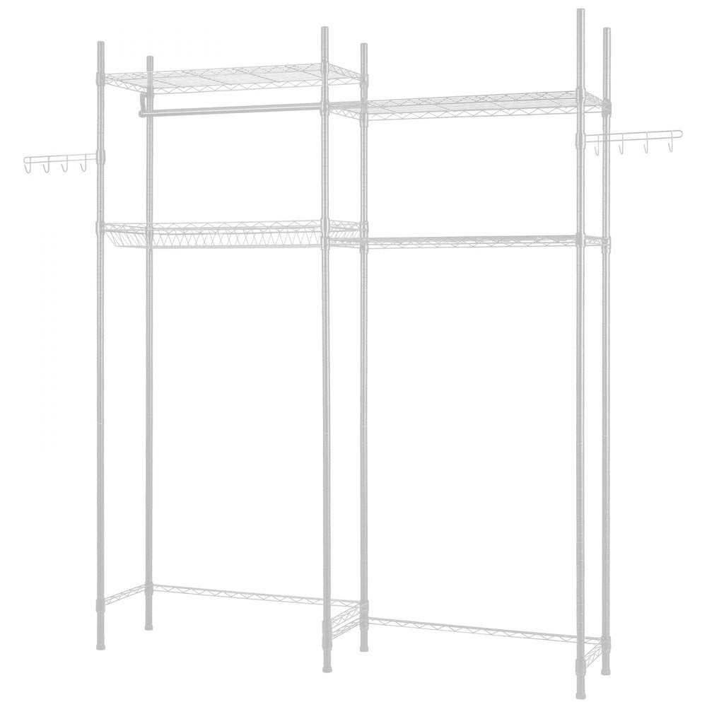 VEVOR Over Washer and Dryer Storage Shelves, 4 Tiers Laundry Room Drying Rack with Hanger Rod and Hooks, Two Rows Adjustable Washer Shelves Space Saver, for Laundry Room Storage & Organization, White