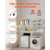 VEVOR Over Washer and Dryer Storage Shelves, 6 Tiers Laundry Room Drying Rack with Hanger Rod and Hooks, Two Rows Adjustable Washer Shelves Space Saver, for Laundry Room Storage & Organization, White