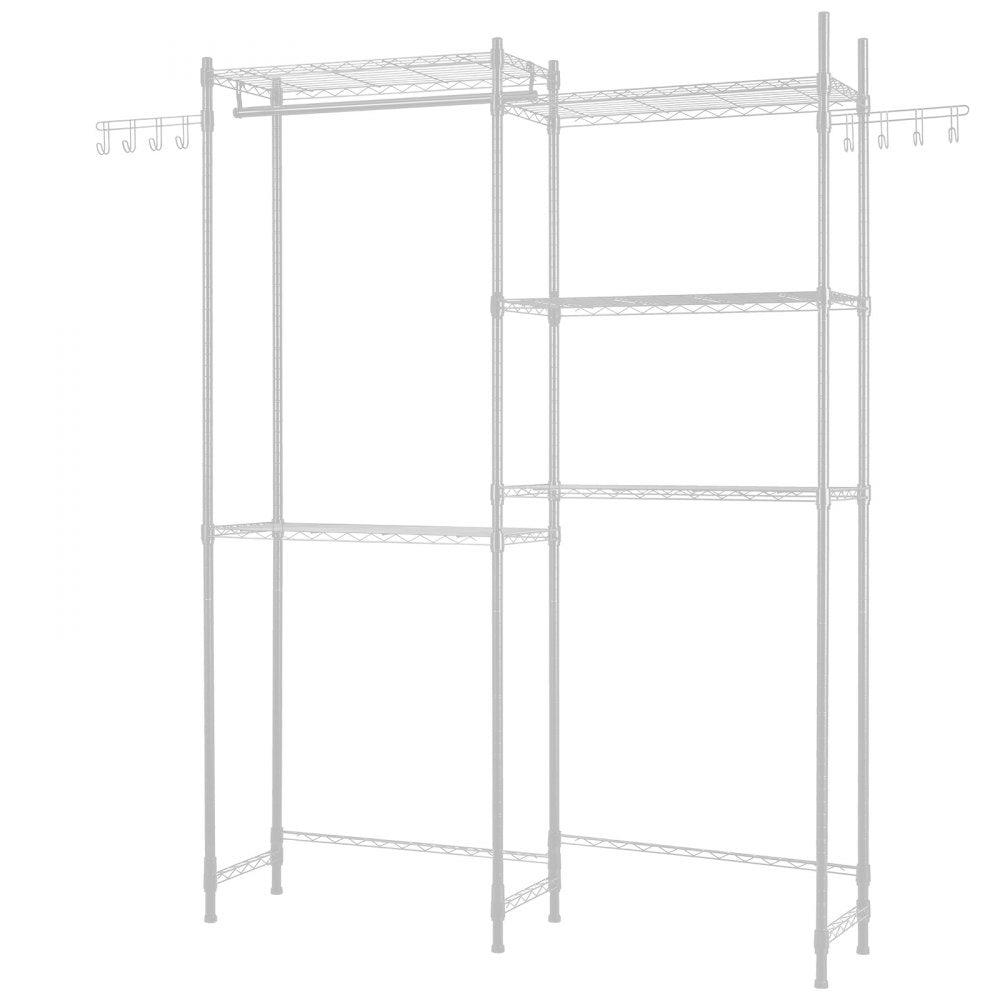 VEVOR Over Washer and Dryer Storage Shelves, 5 Tiers Laundry Room Drying Rack with Hanger Rod and Hooks, Two Rows Adjustable Washer Shelves Space Saver, for Laundry Room Storage & Organization, White