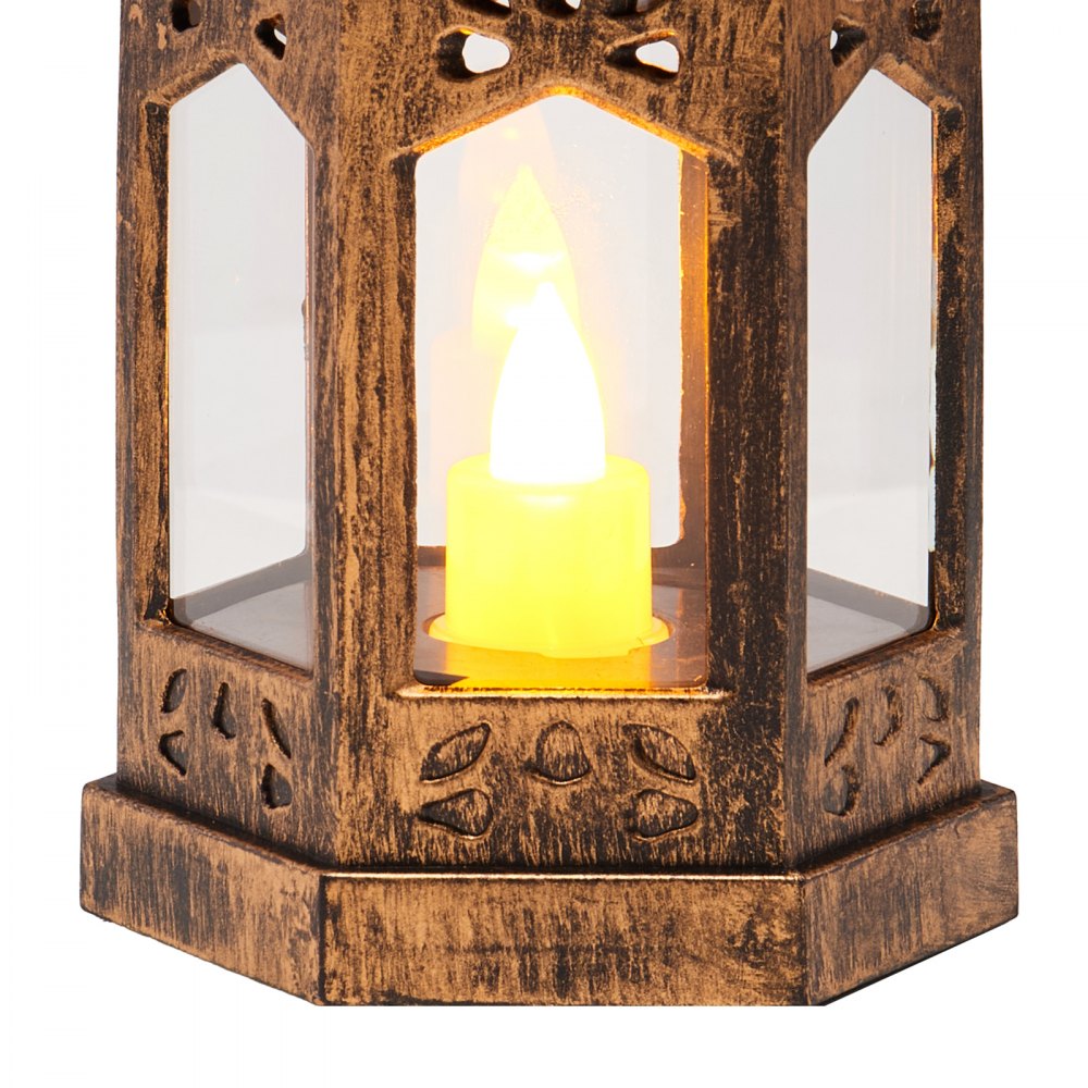 VEVOR 12 Pcs Decorative Candle Lantern, LED Electric Flameless Candle, Plastic LED Holder with Glass, Wall Hanging Indoor Porch Lanterns for Wedding Table Party Farmhouse Indoor Decor, Bronze