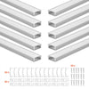VEVOR 10-Pack 6.6 ft/2M U Shape LED Aluminum Channel, with Milky Cover, End Caps and Mounting Clips, Aluminum Profile for LED Strip Light Installations, Easy Installation, for Under Cabinet Counter