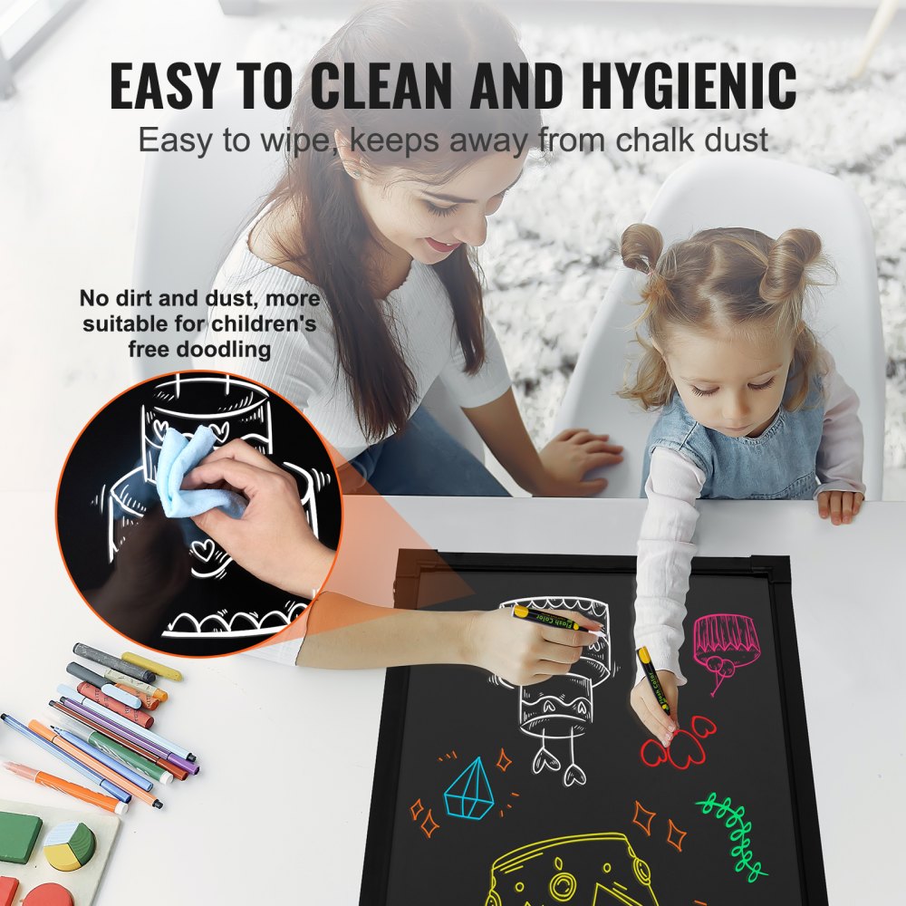 VEVOR LED Message Writing Board, 24"x16" Illuminated Erasable Lighted Chalkboard, Neon Effect Menu Sign Board, Drawing Board with 8 Fluorescent Chalk Markers and Remote Tested to UL Standards