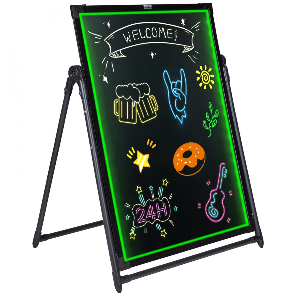 VEVOR LED Message Writing Board, 32"x24" Illuminated Erasable Lighted Chalkboard, Neon Effect Menu Sign Board, Drawing Board with 8 Fluorescent Chalk Markers and Remote Contro Tested toStandards