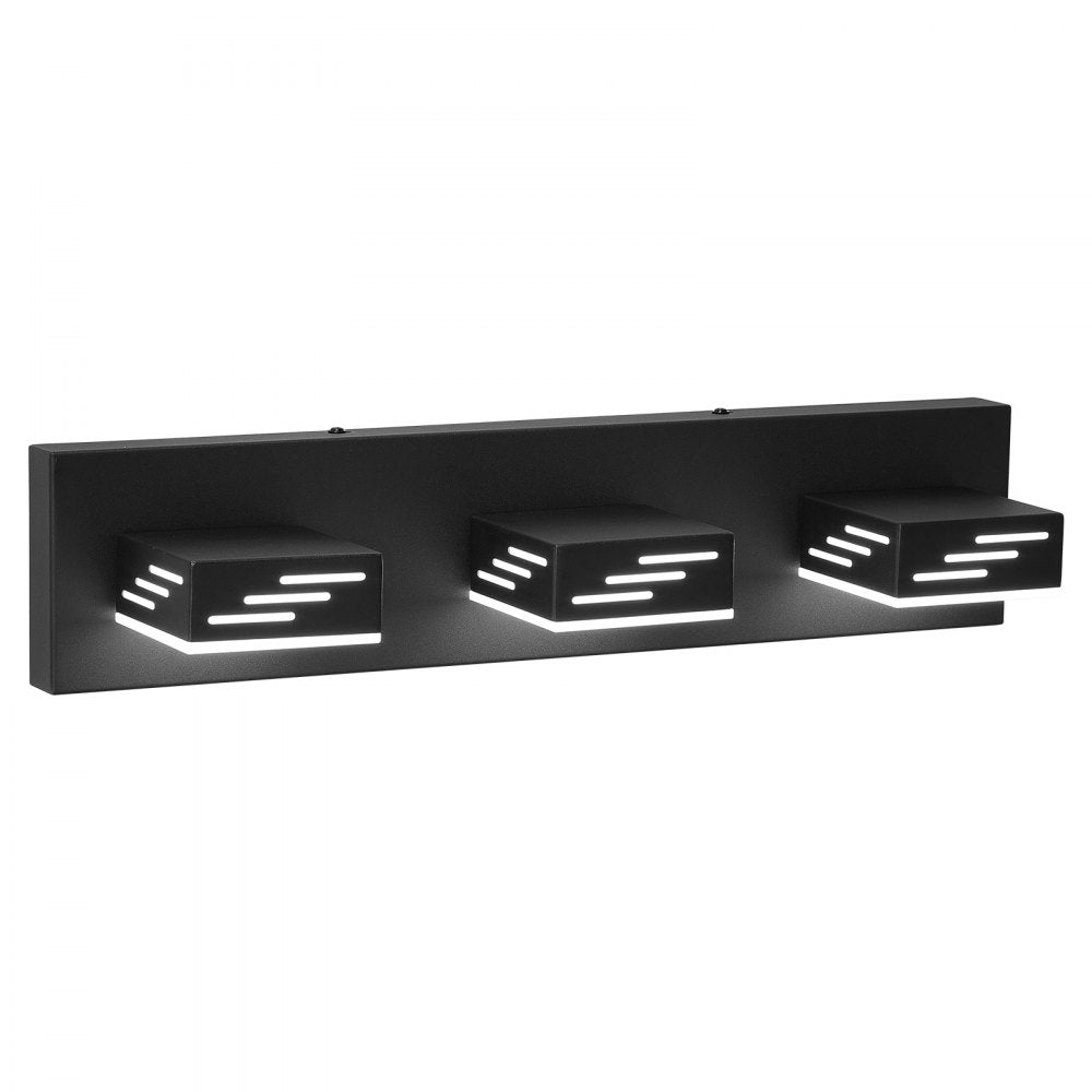 VEVOR 3-Light LED Modern Vanity Light Fixtures, 19.69-Inch, Black Finish Bathroom Wall Lighting Fixture Over Mirror, with IP44 Waterproof, for Bathroom, Living Room, Bedroom, Hallway, Cool White 6000K