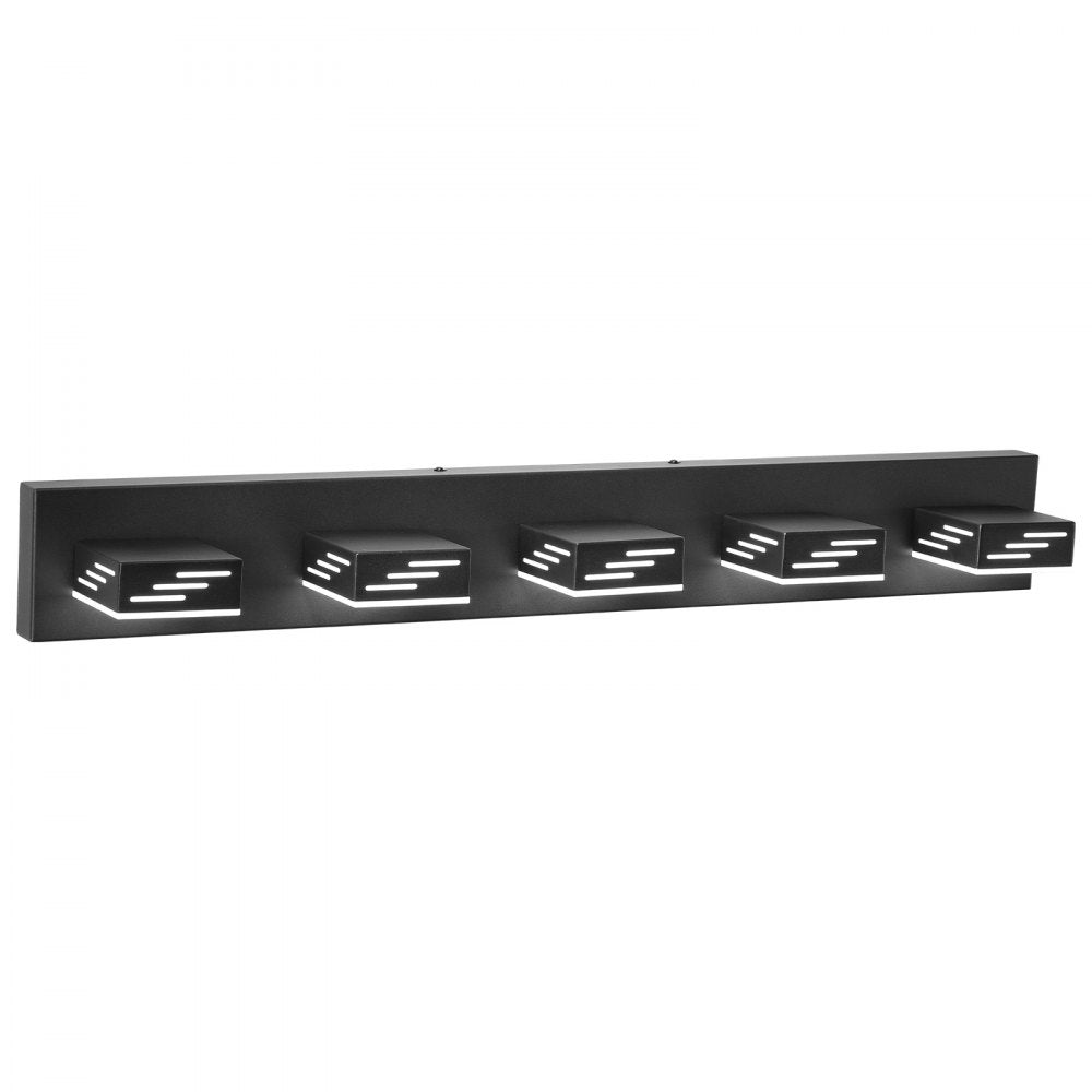 VEVOR 5-Light LED Modern Vanity Light Fixtures, 33.46-Inch, Black Finish Bathroom Wall Lighting Fixture Over Mirror, with IP44 Waterproof, for Bathroom, Living Room, Bedroom, Hallway, Cool White 6000K