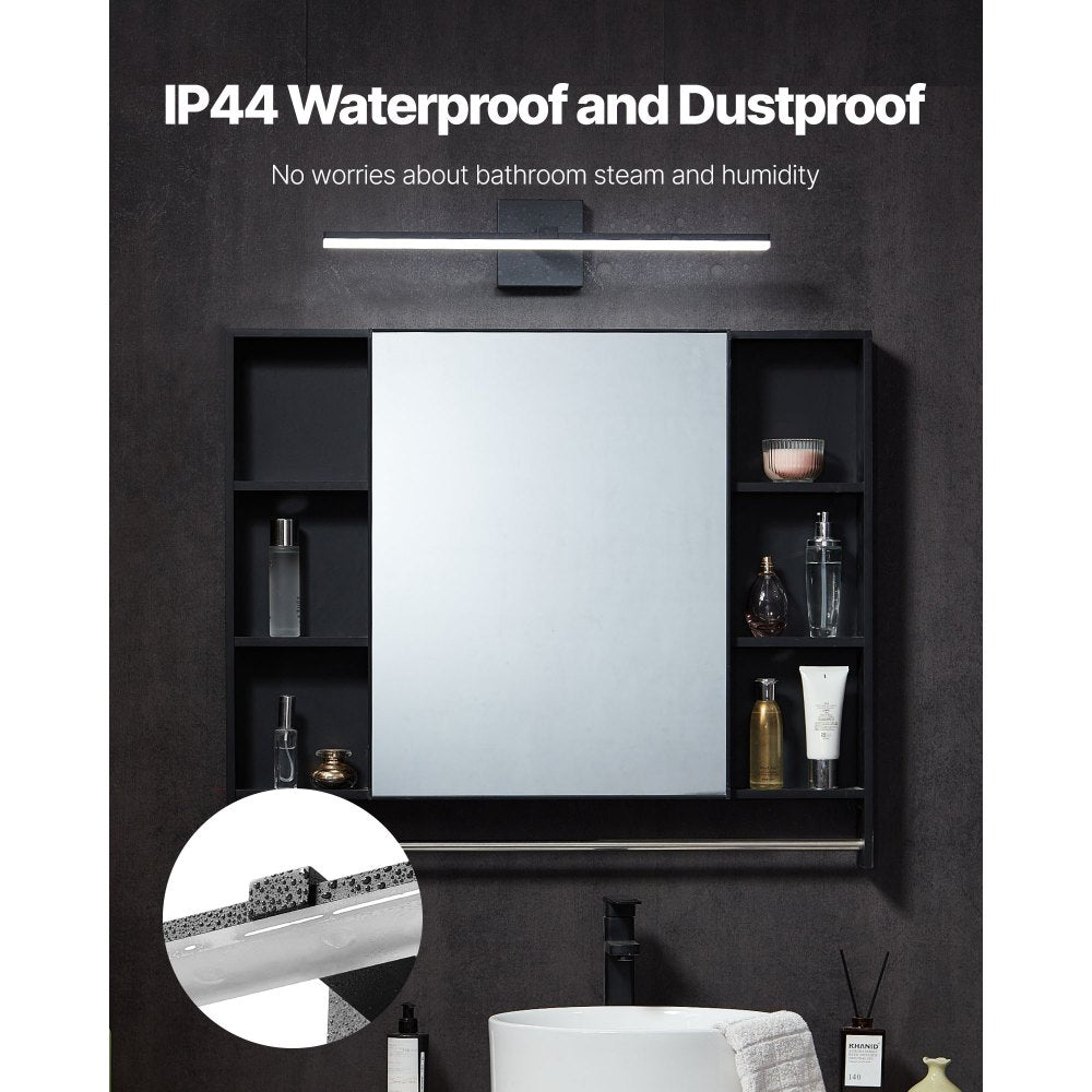 VEVOR Bathroom Vanity Light Bar, 24.02-Inch, LED Modern Light Fixture Over Mirror, with 360° Rotatable, IP44 Waterproof, 18W, 6000K, Wall Lighting for Bathroom, Living Room, Bedroom, Hallway, Black