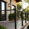 VEVOR 6.5 ft Stainless Steel Handrail, Rectangular Top Stair Deck Hand Rail for Outdoor/Indoor Steps with End Cap,Matte Black Coating Adjustable Metal Stair Rail for Cable Railing Kit