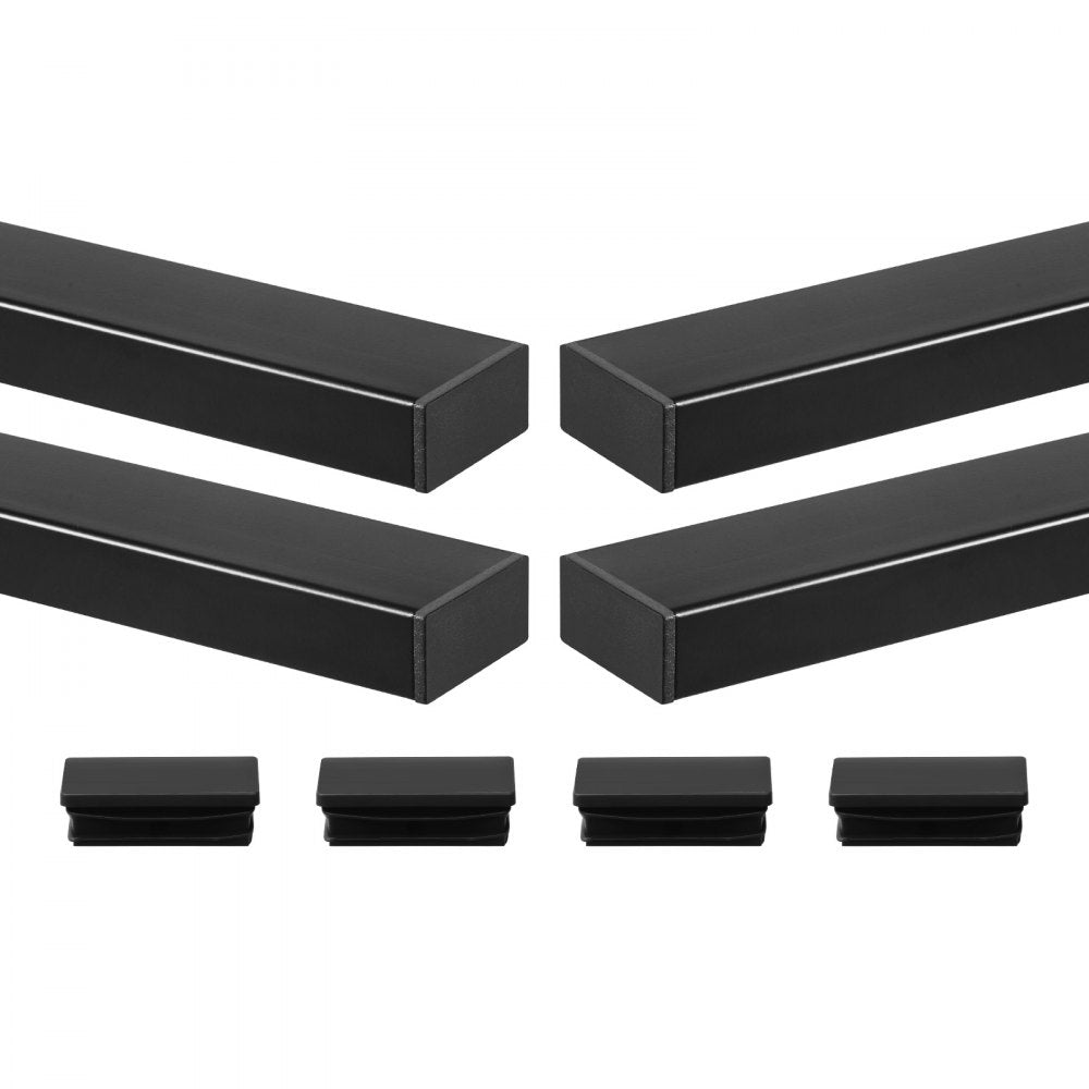 VEVOR 4 Pack 6.5 ft Stainless Steel Handrail, Rectangular Top Stair Deck Hand Rail for Outdoor/Indoor Steps with End Cap,Matte Black Coating Adjustable Metal Stair Rail for Cable Railing Kit