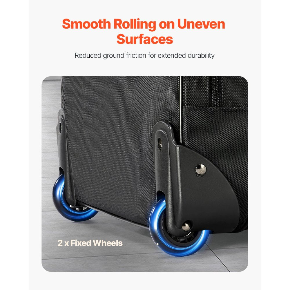 VEVOR Rolling Laptop Bag, Fits Up to 15.6 Inch Laptop, Wheeled Briefcase, Roller Computer Tote Bag with Wheels & Telescoping Handle, Laptop Case for Work Travel Business Office, Women & Men (Black)