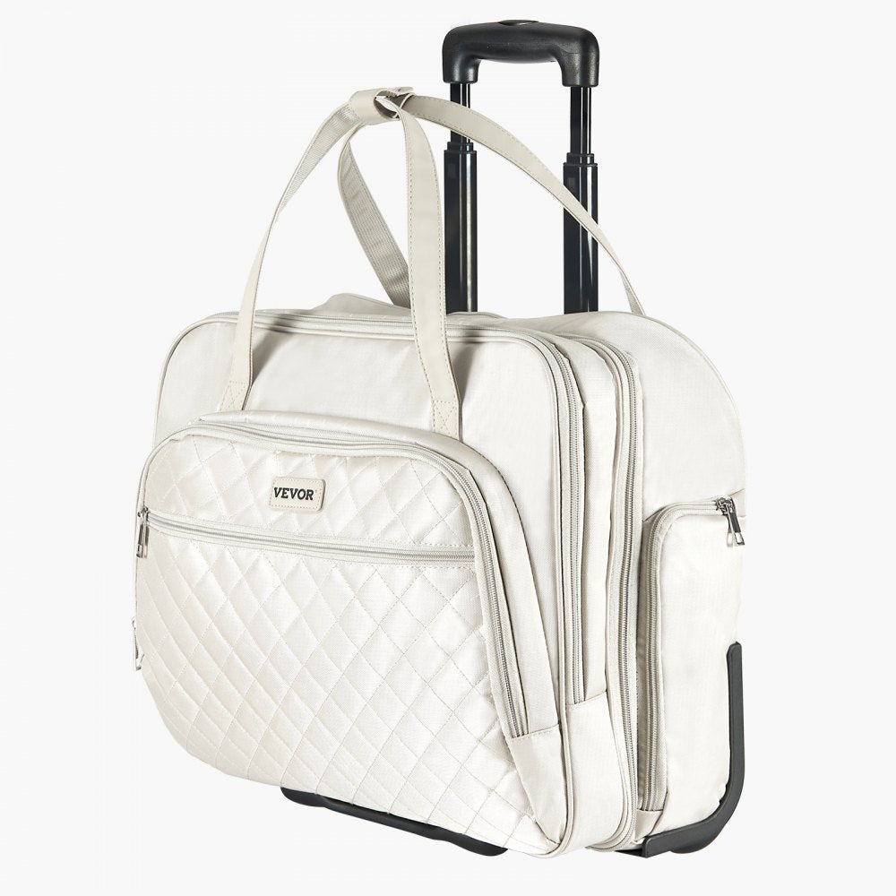 VEVOR Rolling Laptop Bag, Fits Up to 15.6 Inch Laptop, Wheeled Briefcase, Roller Computer Tote Bag with 2 Fixed Wheels & Telescoping Handle, Laptop Case for Work Travel Business Office, Women Men