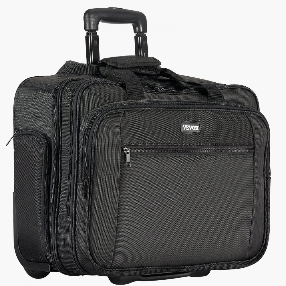 VEVOR Rolling Laptop Bag, Fits Up to 17.3 Inch Laptop, Wheeled Briefcase, Roller Computer Tote Bag with Wheels & Telescoping Handle, Laptop Case for Work Travel Business Office, Women & Men (Black)